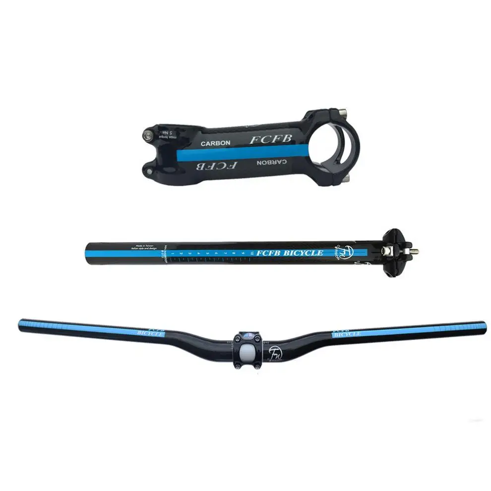 FCFB 3 шт./компл. труба из углеродистого волокна 3K глянцевый углеродное волокно для велосипеда, Руль+ подседельный штырь+ основа для горного велосипеда Лидер продаж велосипедный руль