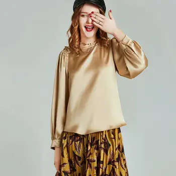 

HAVVA 2020 Spring New Solid Color Women's Loose-fitting Small Shirt Women's Bottoming Blouse Tops X5141