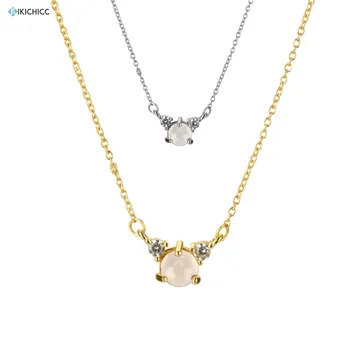 

Kikichicc 100% 925 Sterling Silver Gold Crystal Bouble Layer Moon And CZ Necklace 2020 Rock Punk Chocker Necklace Jewelry