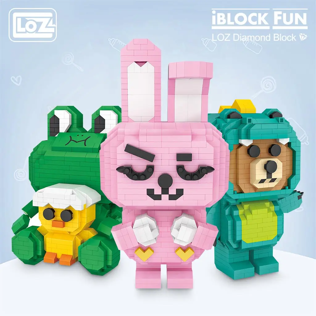 LOZ Diamond Blocks Cartoon Block Pink rabbit frog crocodile Series