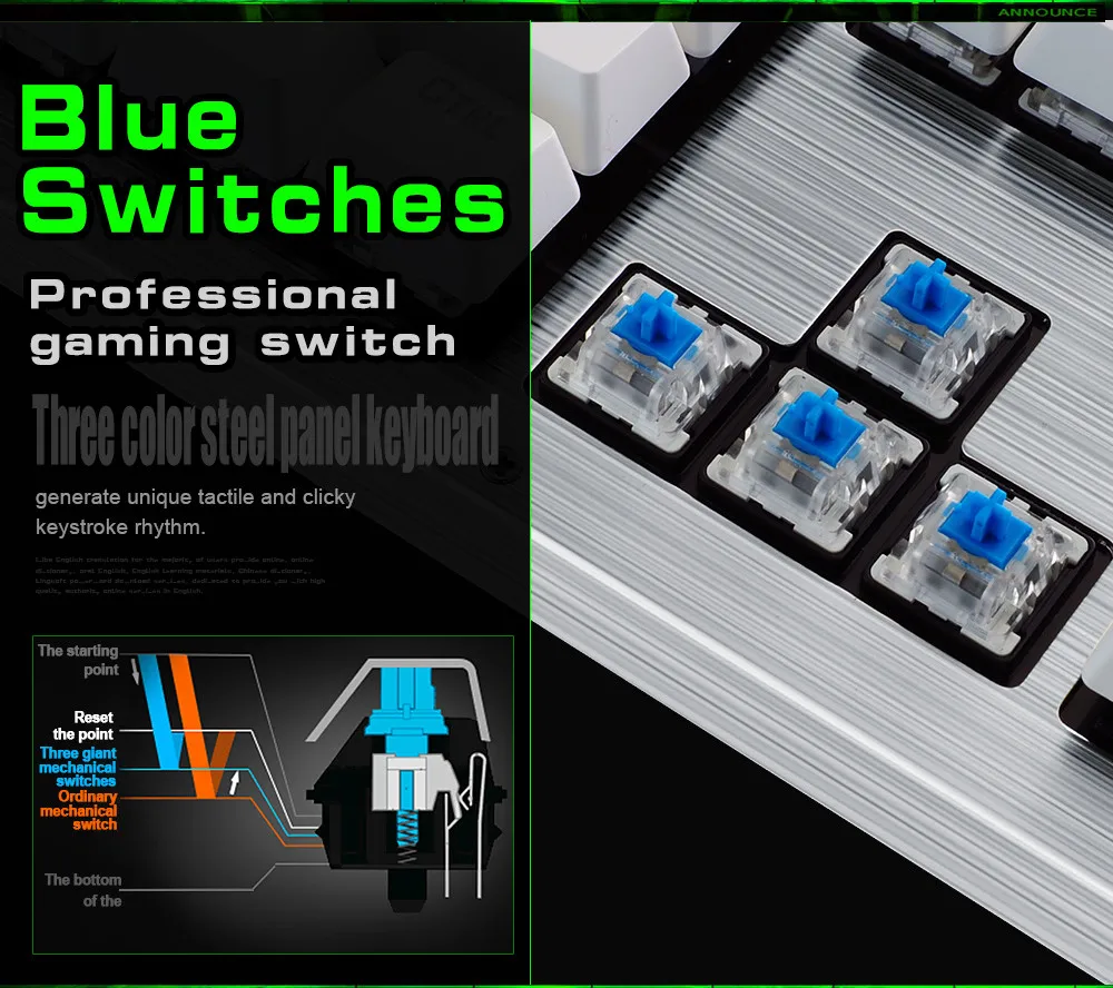 OMESHIN настоящая механическая клавиатура RGB Радужная механическая клавиатура 104 клавиш без коллизии всех клавиш 10 видов режима подсветки