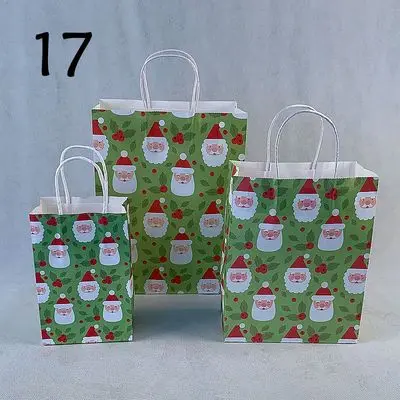 Рождественские бумажные пакеты, подарочные пакеты, пакеты для конфет, рождественские подарочные пакеты с ручками 10 шт./лот - Цвет: N17