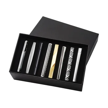 

8-color Mens Copper Tie Clip Set Tie Accessories Stainless Steel Black Gold Ties Necktie Clasp Pin Free Shipping
