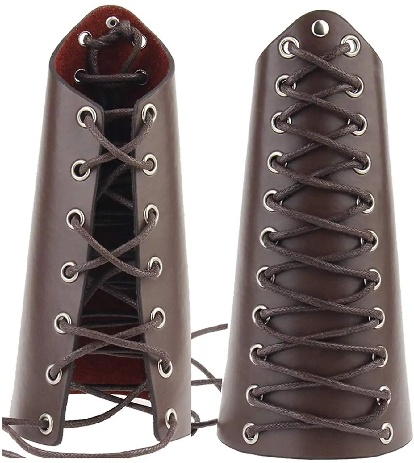 

Genuine Leather Gauntlet Wristband Wide Cuff Wrap Gauntlet Armor Cuff Adjustable Black and Brown Two Colors