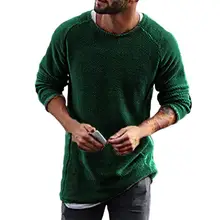 Dropshipping!! Men's Sweater Solid Color Knitted Loose Thermal Men Pullover Sweater for Autumn