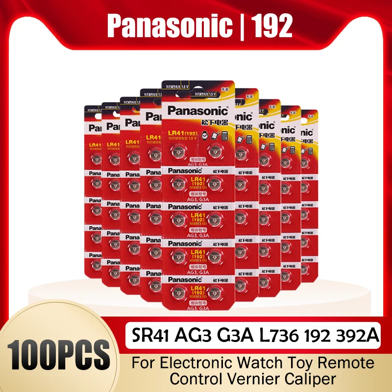 100 шт. Оригинальные аккумуляторы Panasonic 192 1 5 в 0% Hg LR41 SR41 AG3 G3A L736 392A для калькулятора
