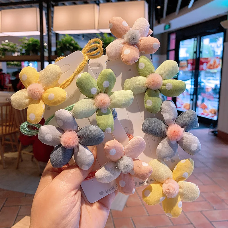 

Korea's New Candy Color Hair Clip And Children's Cloth Flower Color Hair Circle Cute Girl's Headdress Elastic Hair Bands