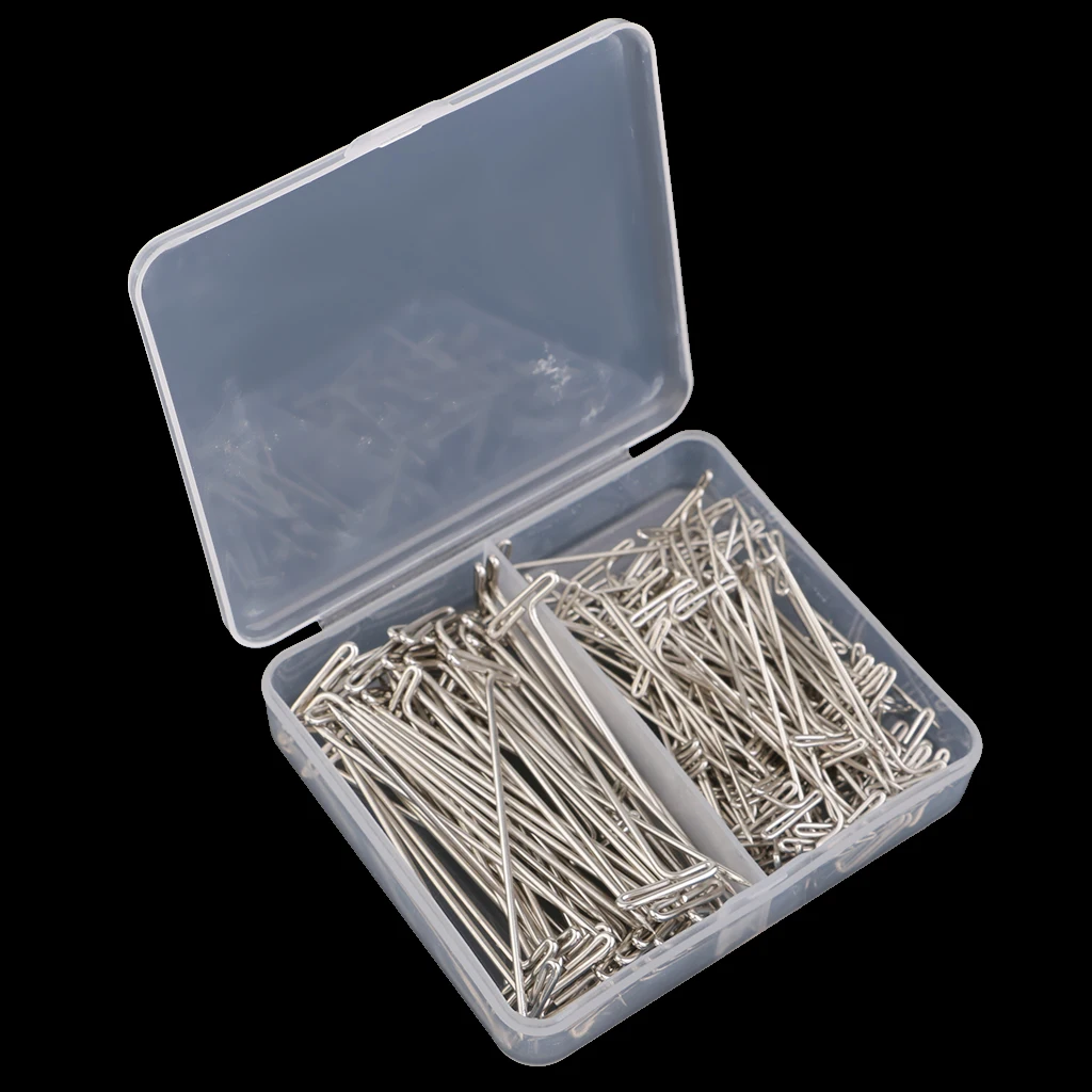 150 Pack Wig T-Pins 2 Inch with Plastic Box, Silver, Get for Pinning Knitting for Blocking