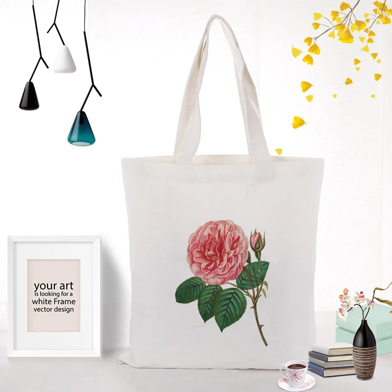 FLOWERS106 Цветочная сумка, сумка-тоут, для использования, сделай сам, Холщовая Сумка для покупок, на заказ, печать логотипа, эко многоразовая утилизация текста, на каждый день - Цвет: FLOWERS106