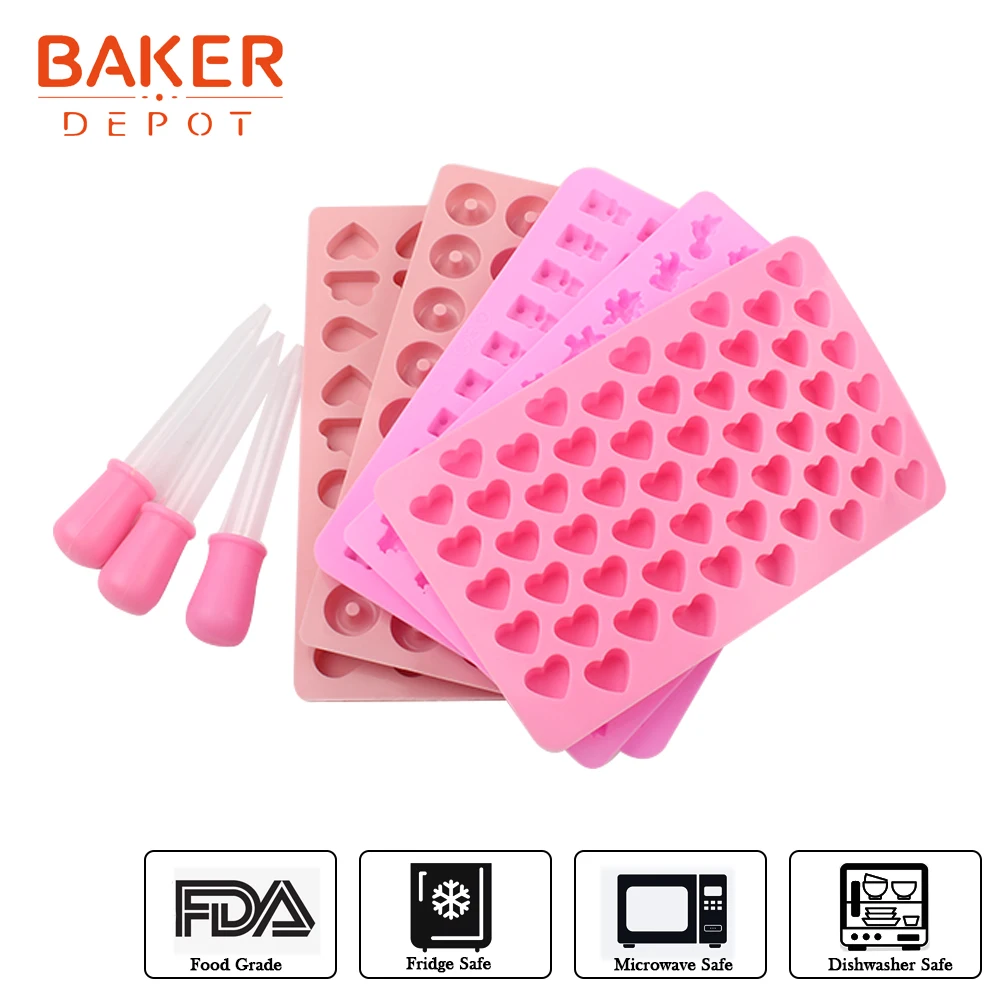 BAKER DEPOT gummy bear плесень 8 шт силиконовая форма для конфет шоколадный динозавр мини пончик ледяной Торт Украшение Инструмент с капельницей