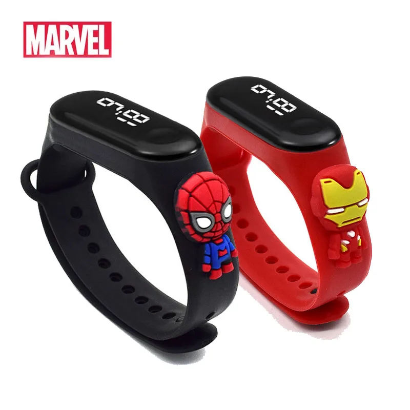 Diseny Spiderman Ironman Figure Toys Baby Boy Watch Cartoon Bracciale Watch Touch Student Sports Led Watch Regalo Di Natale
