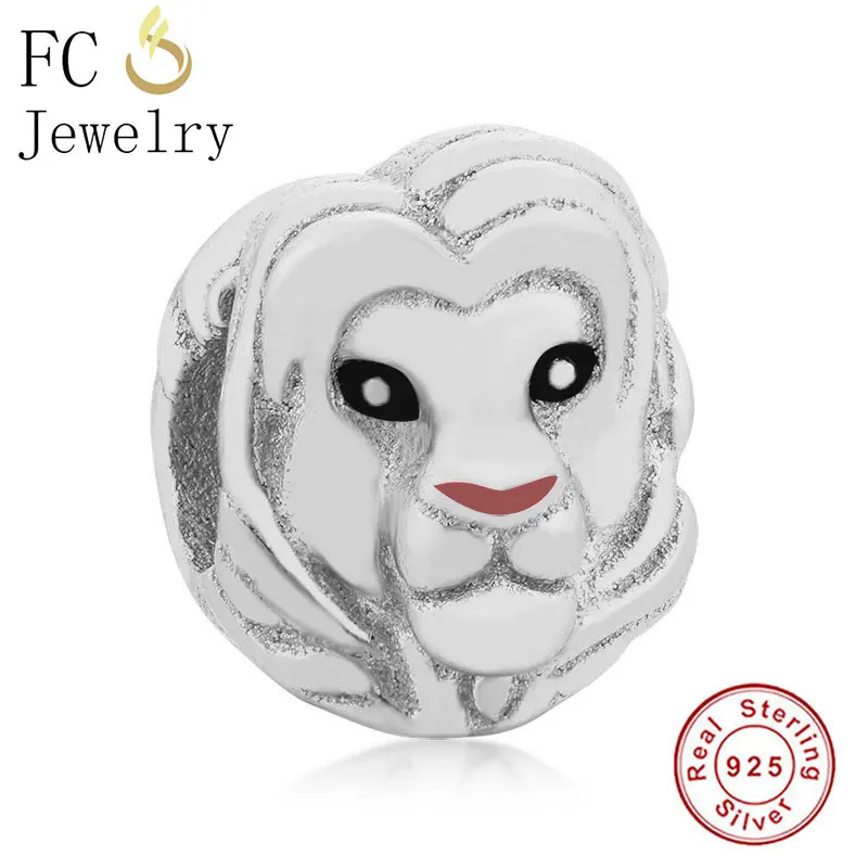 FCJ1180 FC ювелирные изделия подходят Pandora браслет из стерлингового серебра 925 пробы Simba розовое золото лев Король голова Эмаль бисера делая Berloque - Цвет: FCJ1180