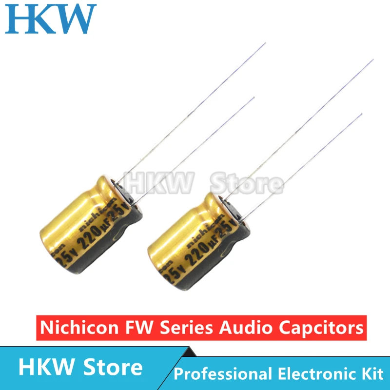 Aluminum Electrolytic Capacitor-10pcs NICHICON FW Series 6.3V 16V 25V 35V 50V 63V 100V 1UF 10UF 220UF 330UF 470UF