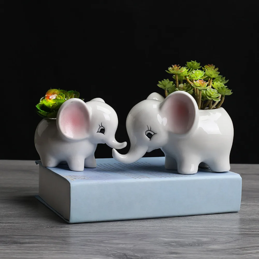 Цветочный горшок слон Милая Белая керамика вазон для суккулентов маленький цветочный контейнер для растений животное домашний офис Декор