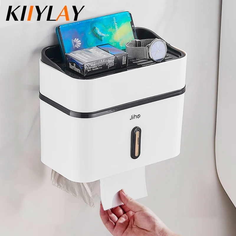 

Wall Mounted Toilet Paper Holder Paper Towel Holder Tissue Box kitchen Towel Dispenser for Toilet Roll Paper Sticker