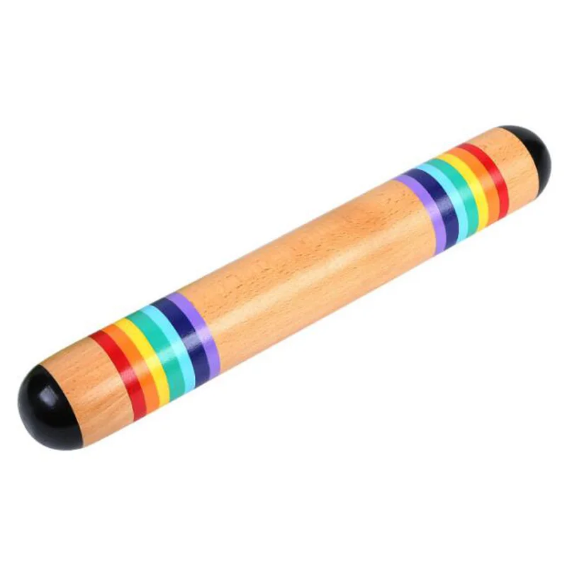 Деревянный дождевик дождь шейкер музыкальный инструмент игрушка Радуга цветные