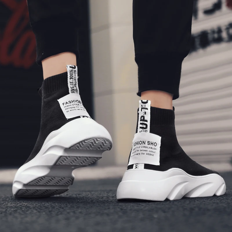 Высокая модная повседневная обувь для мужчин; chaussure homme; удобные кроссовки; Мужские дышащие носки; обувь без шнуровки; tenis masculino