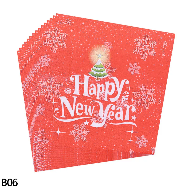 Рождественская вечеринка, одноразовые бумажные салфетки для скатерти, новогодние, вечерние, для украшения стола, для украшения стола, Navidad - Цвет: b06-20pcs napkins