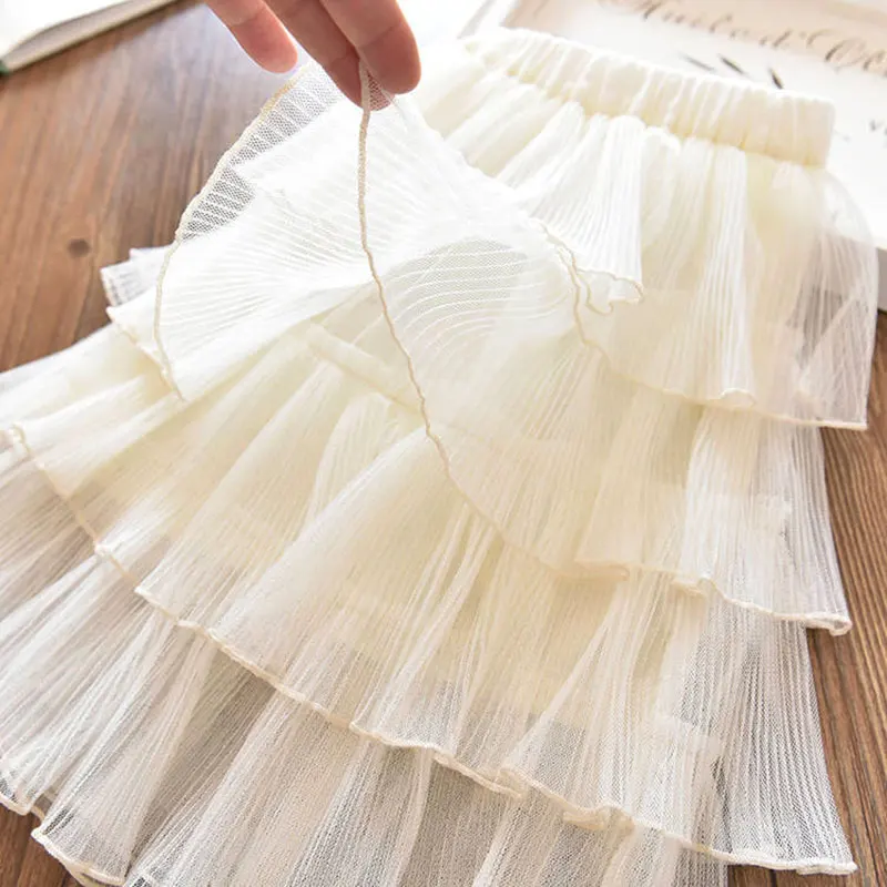 Roupas da Menina Saia do Bebê Verão Menina Saias Longas Crianças Tule Plissado Roupas 3-12year 2020 4 Mamãe e Bebê
