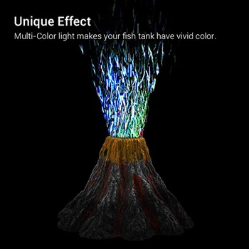 

Aquarium Volcano Ornament Kit Air Bubbler Decorations for Fish Tank with LED Light N15