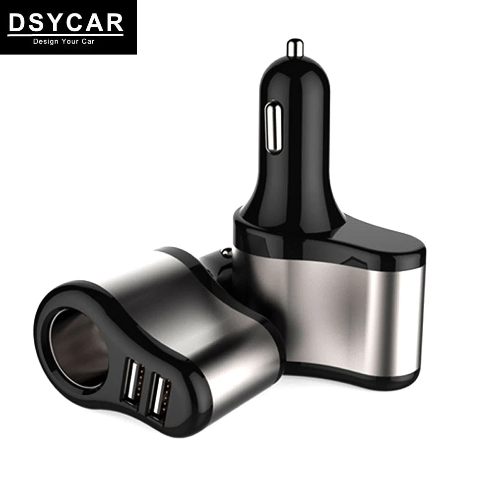 

1Pcs 12V-24VDC Dual USB Car Charger Adapter 3 in 1 Power Cigarette Lighter Splitter Adapter for All Devices IOS Android