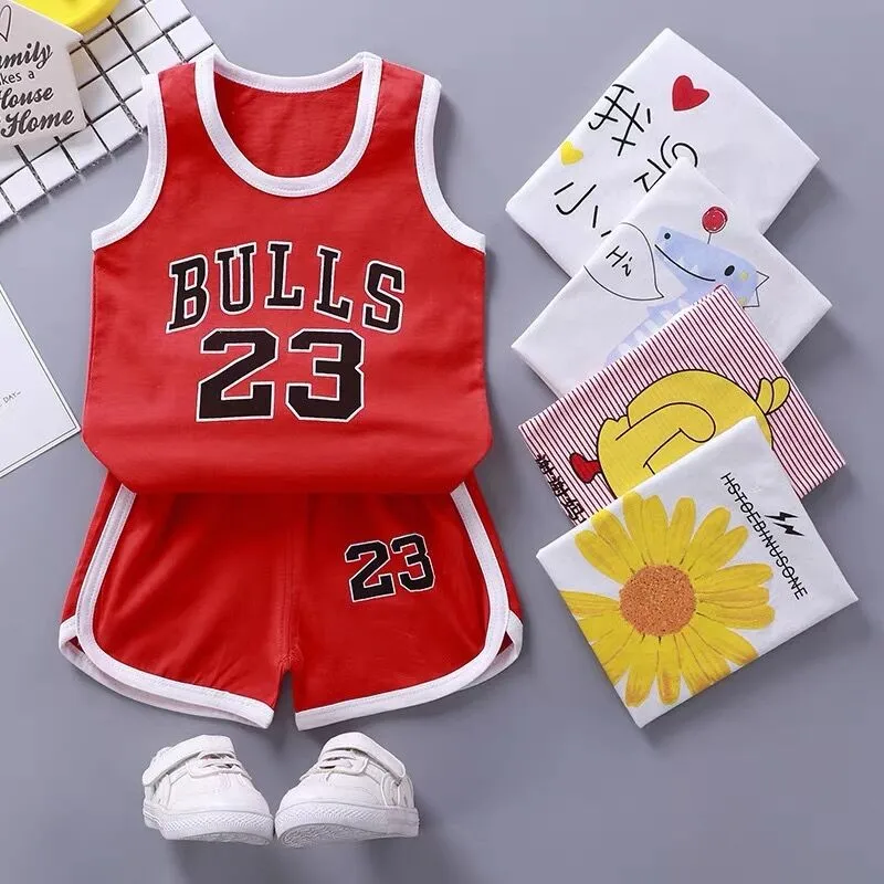 Kids Clothing Set 2pcs/set New Summer Baby Boys Girls Clothes Suit Children Sleeveless T Shirt Shorts Toddler Casual Clothing Set Kids Tracksuits