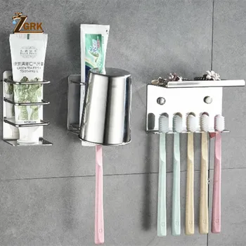 

ZGRK Toothbrush Holder Stainless Steel Wall Mounted Bathroom Storage Rack Multi-Purpose Toothpaste Rack Bath Hardware Holder