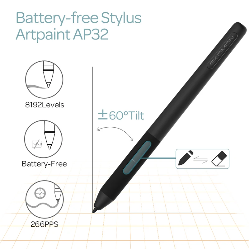 Níveis de Inclinação Stylus para Windows Android os Tablet com 8192 Gaomon Graphics Gráficos Desenho Suportado Bateria-livre - Mac Android os M106k Pro 10 - Imagem 2