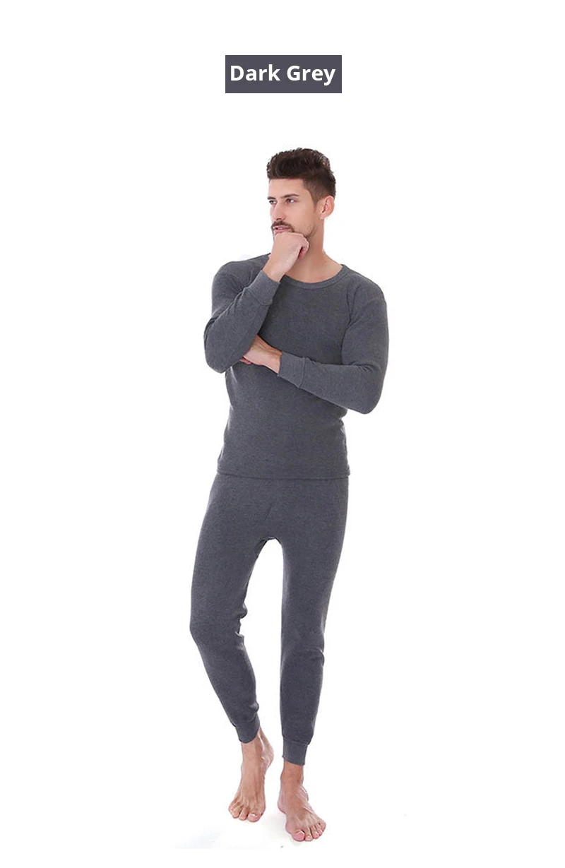 CXZD men`s thermal underwear long johns set keep warm Thermal Underwear Sets Winter Clothes Men Thick Thermal Clothing Solid Ult 12 (9)