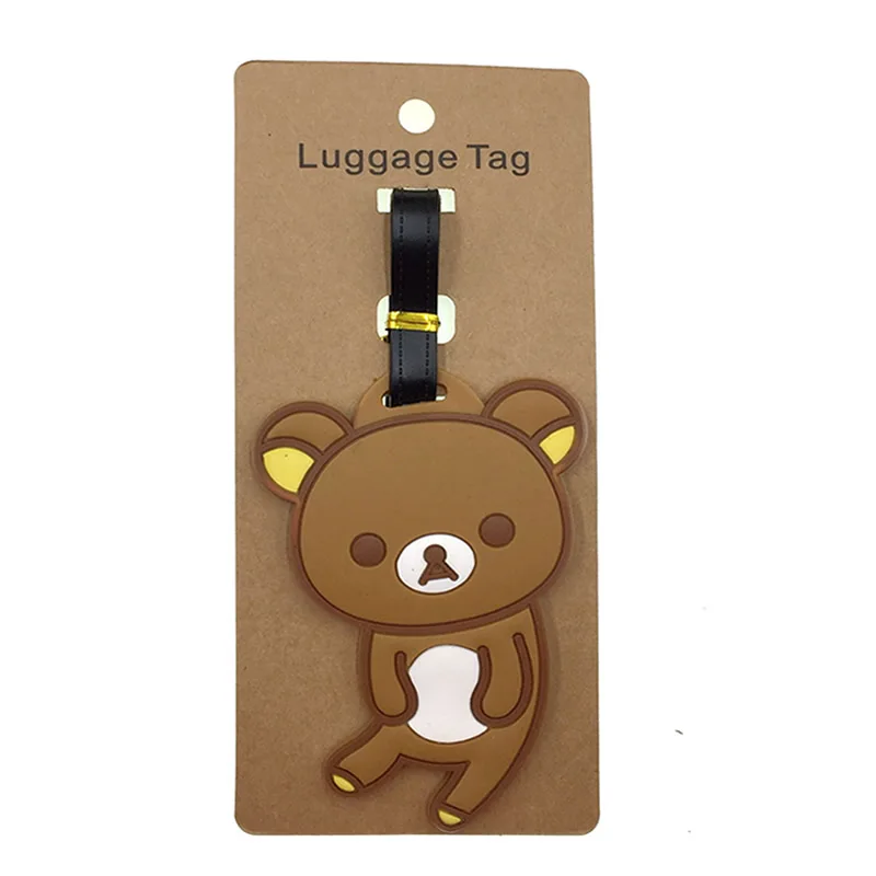 Cartoon Easy Bear Luggage Tags Travel Accessories Suitcase ID Addres Holder Silica Gel Baggage Boarding Women Portable Label