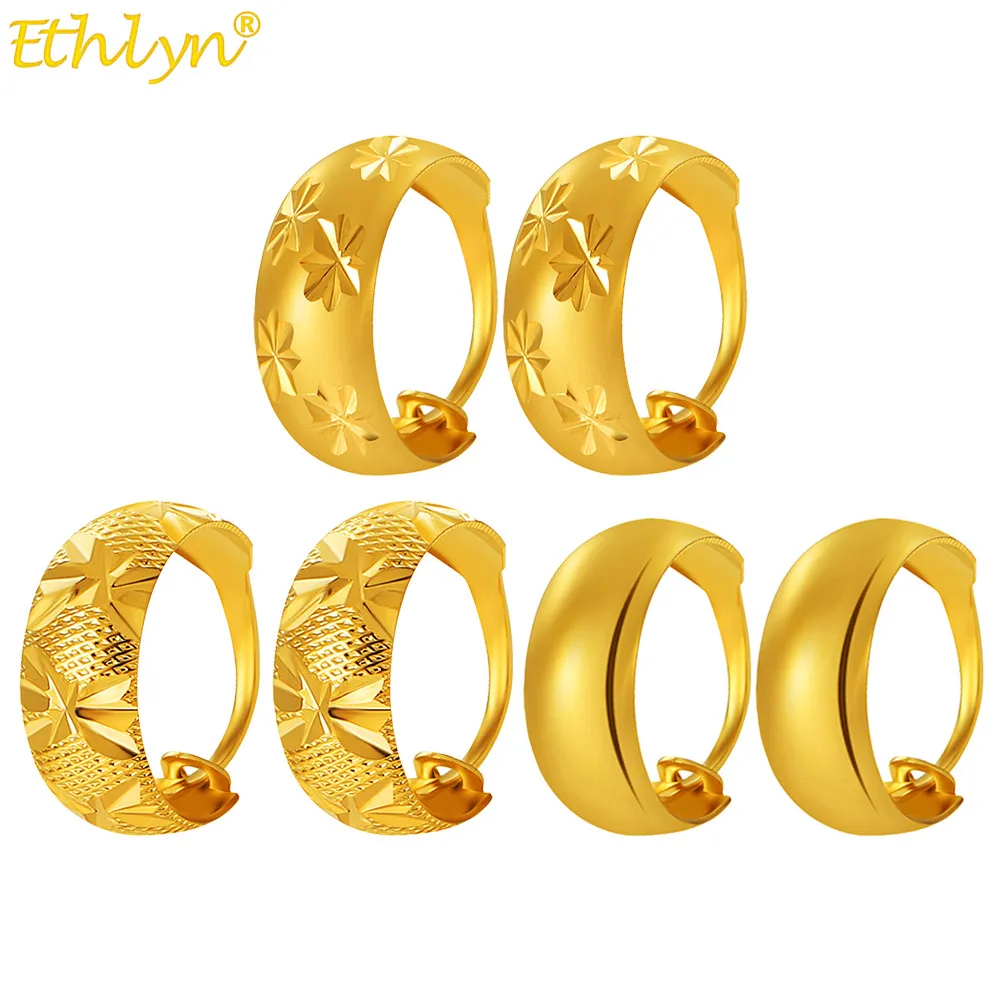 Ethlyn Оптовая Продажа Изысканные женские серьги золотого цвета с резьбой в виде