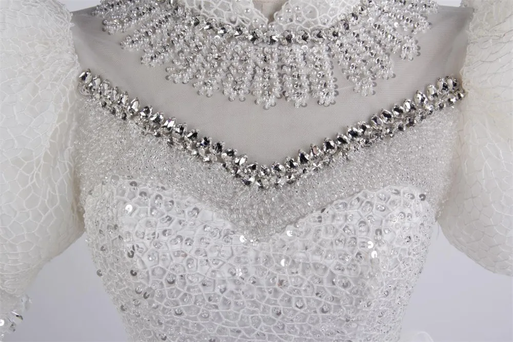 Vestido de noiva высокое Половина Кристалл бисером свадебное платье с аппликацией настоящий образец элегантное бальное платье платья для матери невесты