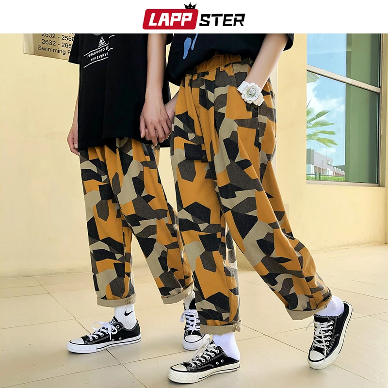 LAPPSTER Mens Yellow Harajuku Camo Sweatpants 2020 Couple Camouflage Harem Pants Summer Fashions Trousers Baggy Joggers For Men LAPPSTER Mens Yellow Harajuku Camo Sweatpants 2020 Couple Camouflage Harem Pants Summer Fashions Trousers Baggy Joggers For Men