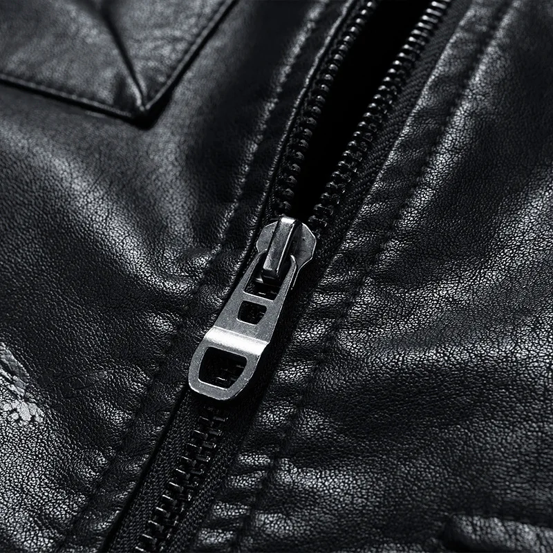 AliExpress, весна и осень, тонкое Мужское пальто с отложным воротником, черно-белое, с узором, искусственная кожа, большие размеры, повседневный локомотив