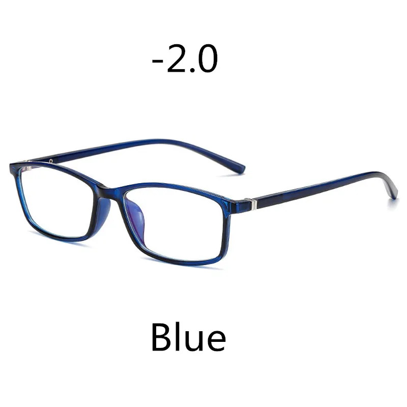 Blue-2.0 Elbru Классический анти-синий светильник очки для близорукости для мужчин и женщин близорукие очки-1,0-1,5-2,0-2,5-3,0-3,5-4,0 - Цвет оправы: Blue-2.0