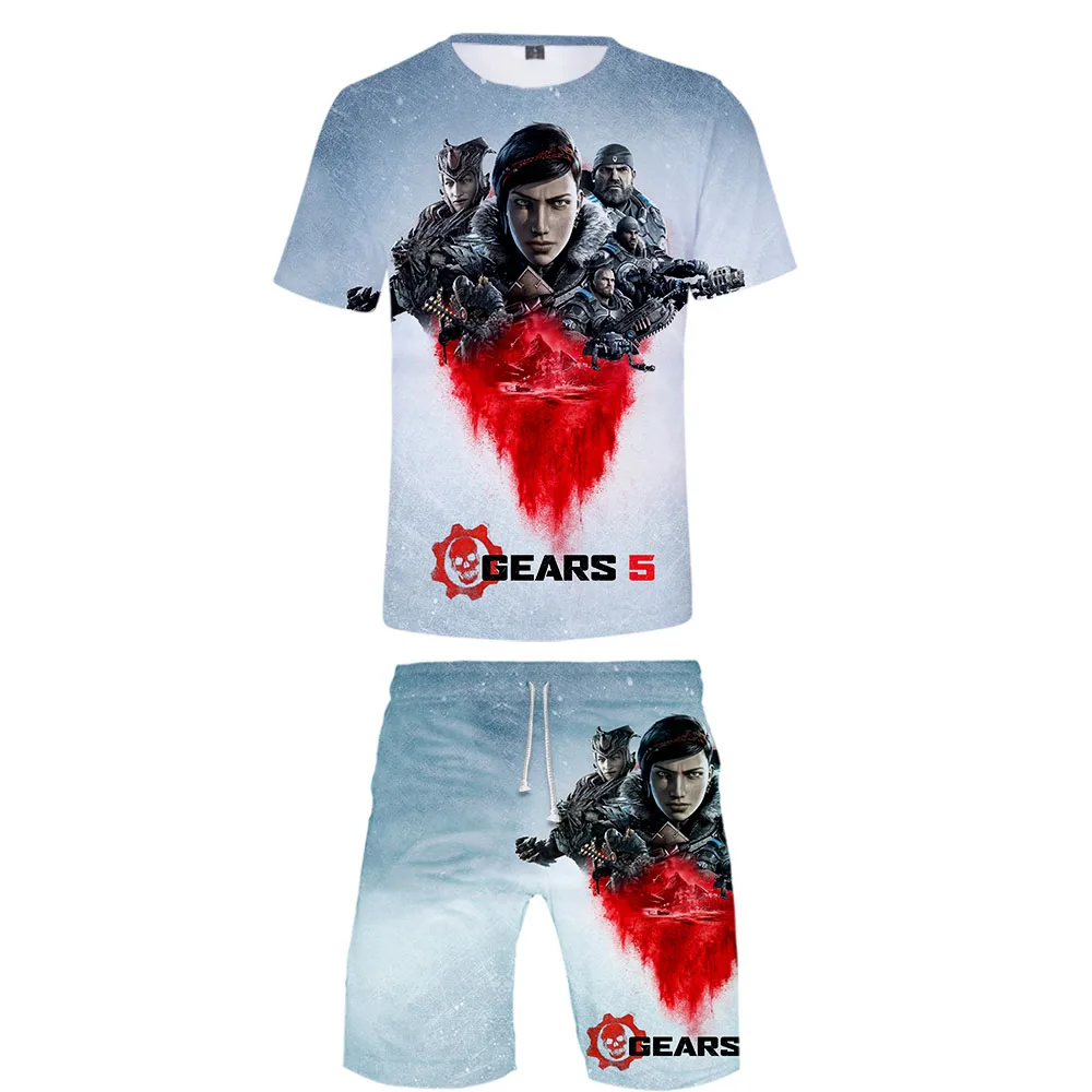 GEARS 5 FPS игры 3D Мужская спортивная одежда стиль дизайн аниме мужской костюм из двух частей удобный и повседневный мотор бег