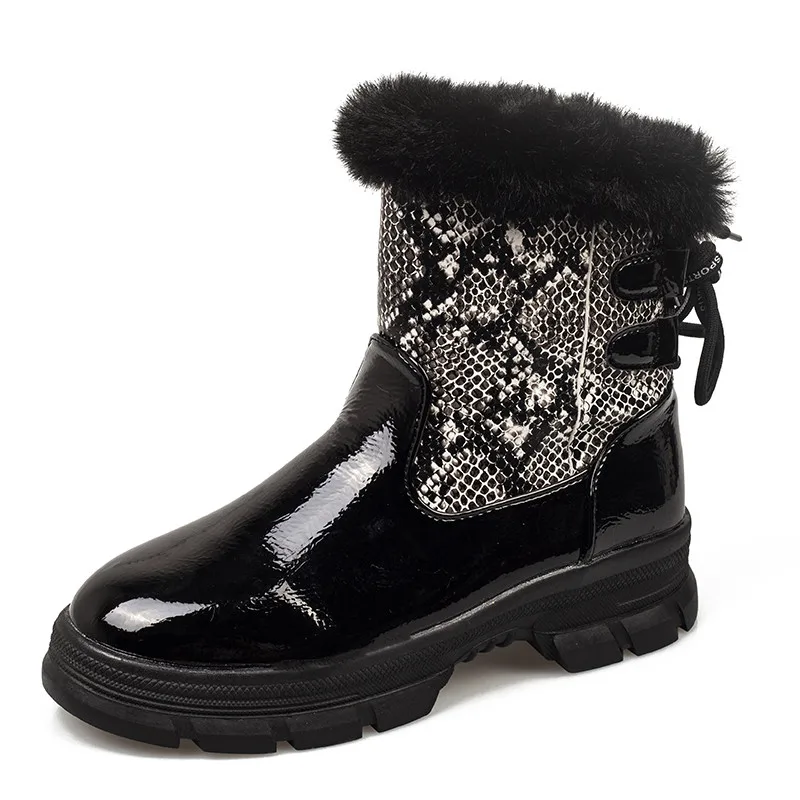 Boots Female 2020 Genuine Leather Women Booties Lace Up White winter women shoes Non-slip girl Martin boots