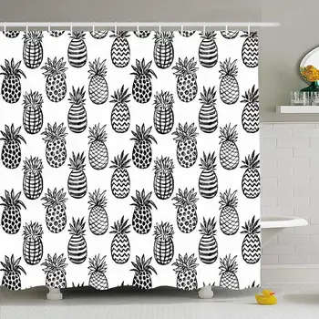 

Shower Curtain Set with Hooks 72x78 Endless Pattern White Healthy Decoration Monochrome Hand Drawn Style Graphic Fruit Nature