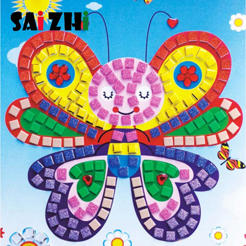 Saizhi 3D DIY Мозаика из пенопласта, Кристальные наклейки, художественная EVA детская головоломка, мультфильм, креативные Развивающие игрушки для детей, подарки