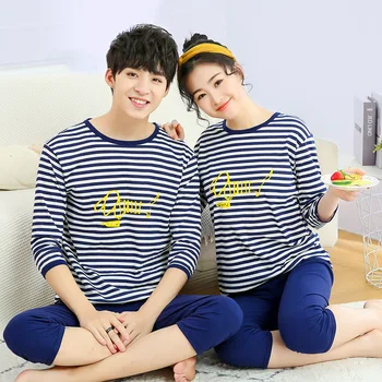 

100% Cotton Pijama for Men Women 2 Pieces Lounge Sleepwear Pyjamas Bedgown Home Clothes Cotton Pajama Set Cartoon Couple Pajamas