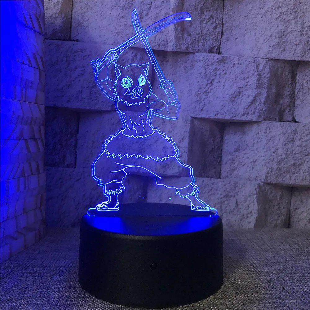 Acrylic Led Night Light Anime Demon Slayer Agatsuma Zenitsu Figure for Kids Child Bedroom Decor Cool Kimetsu No Yaiba Lamp Gift star night light Night Lights