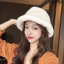 Женская Корейская версия плюс бархатная утолщенная Рыбацкая шляпа, одноцветная Панама, осенняя и зимняя Ретро теплая шапка, шапка для бассейна