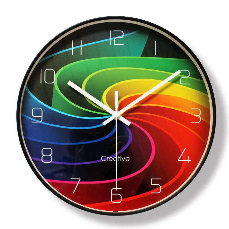 

12inch Wall Clock Metal Frame Modern Home Decor Clock Silent Movement Non-Ticking Color Creative Wall Clocks
