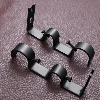 

2PCS 18-22mm Premium Sturdy Double Curtain Rod Bracket Practical Curtain Drapery Rod Curtain Pole Holder