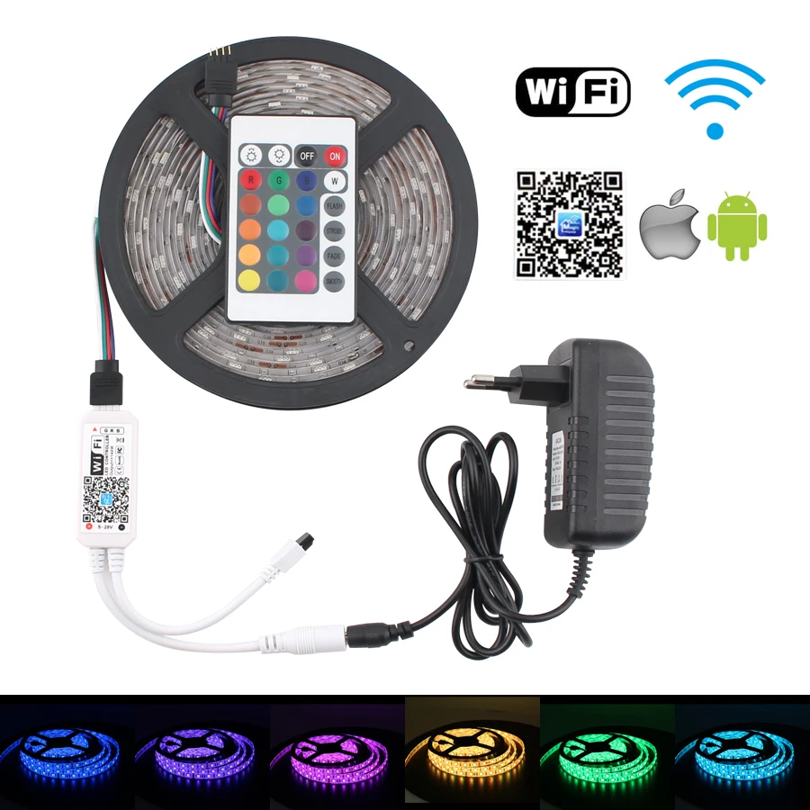 Светодиодная лента RGB 12 В водонепроницаемая светодиодная 5050 с Wi-Fi и пультом ДУ |