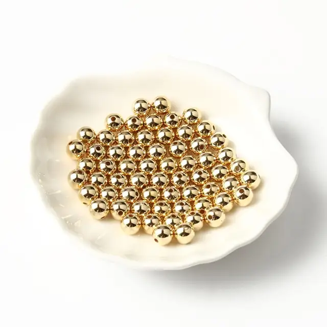 Wholesale 3 4 6 8 10 12mm 30-500pcs Gold Metal Plated CCB Round Seed Spacer Loose Beads For Jewelry making DIY 4