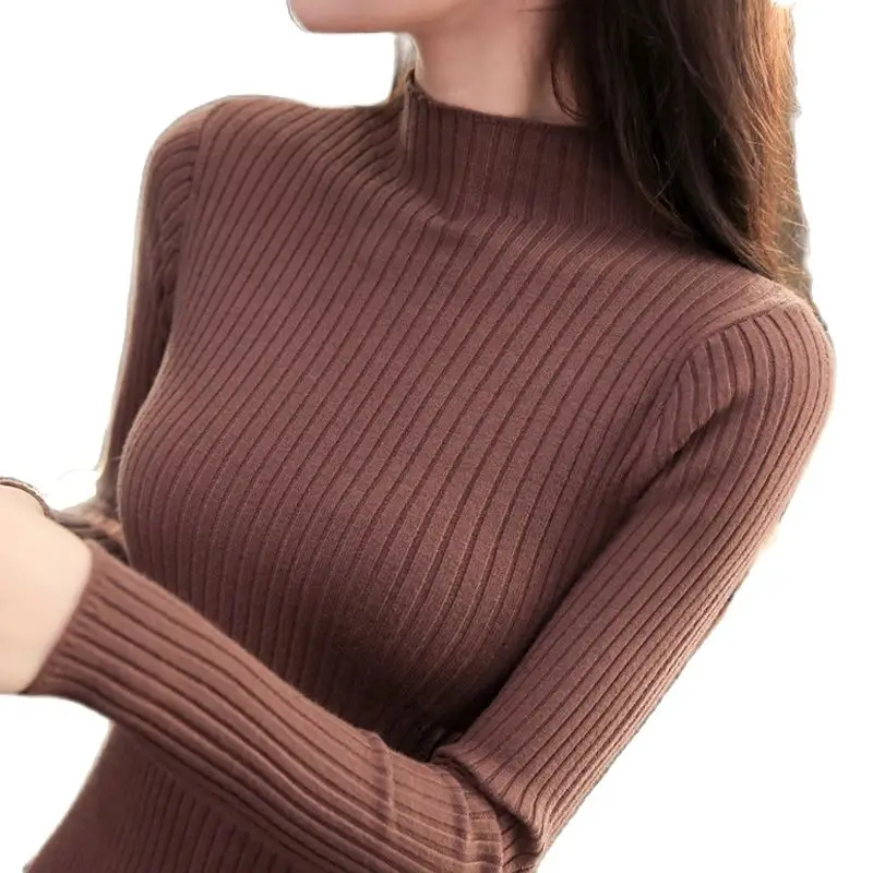 2021 Half A Turtleneck Pure Color Sets with Thick Sweaters New Winter Brief Paragraph Dress Render Unlined Upper Garment | Женская