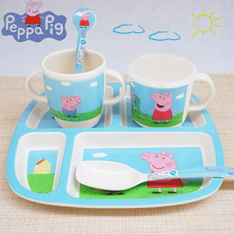 

Peppa Pig Tableware Cartoon Anime George Children's Dinnerware Kitchen Supplies Bowl Dishes Plate Fork Spoon Daily Necessities