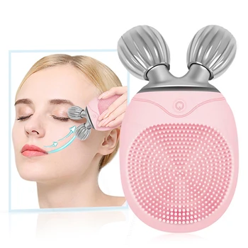 

Mini Silicone Facial Brush Lifting face roller Electric Silicone Facial Cleansing Brush Ultrasonic Vibration Massage Facial tool