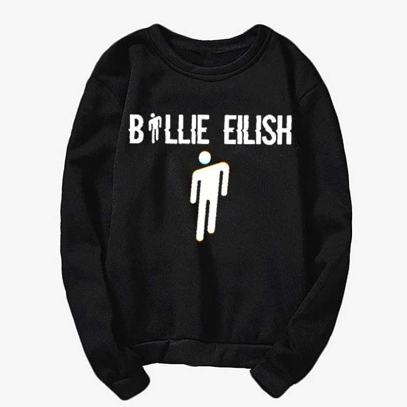 Sweatshirt black3 Billie Eilish, модные толстовки с принтом, с длинным рукавом, с капюшоном,,, повседневные, трендовые, Харадзюку, уличные, хип-хоп толстовки - Цвет: Sweatshirt black3